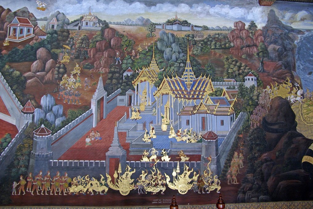 PXK10D_5008.jpg - Scenes on the gallery walls which enclose the grounds  of the Royal Monastery of the Emerald Buddha