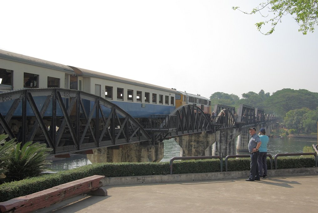 PXK10D_4892.JPG - The train crossing the infamous Bridge on the River Kwai, Kanchanaburi, Thailand.